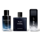 Combo de 3 perfumes -  212 Black, Bleu de Chanel, Sauvage 100ML